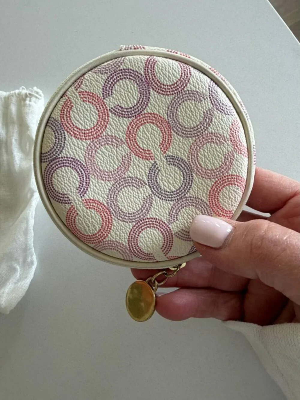 Coach Waverly Optic Signature Round Coin Purse